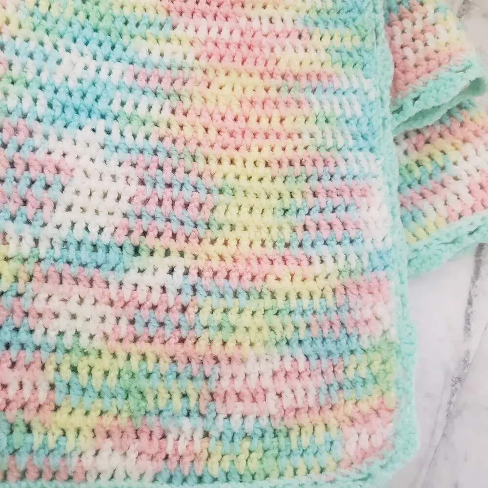 Crochet multi color baby crib blanket size 36